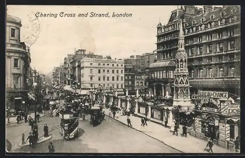 AK London, Charing Cross and Strand, Bahnhof
