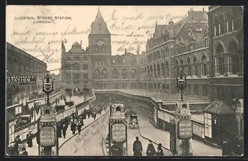AK London, Liverpool Street Station, Bahnhof