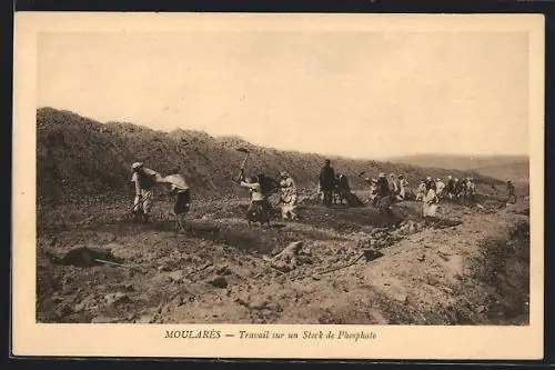 AK Moularès, Travail sur un Stock de Phosphate, Arbeiter im Bergbau