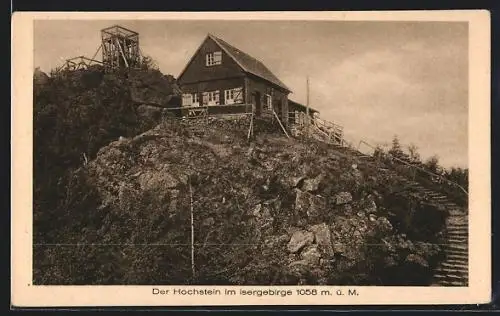 AK Hochsteinbaude, Blick auf die Baude im Isergebirge