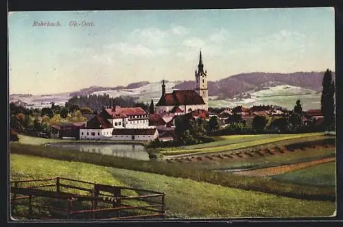 AK Rohrbach /Ob.-Oest., Ortspartie mit Kirche