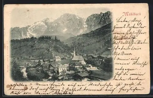 AK Mühlbach, Ortspartie mit Kirche