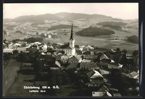 AK Ulrichsberg, Teilansicht mit Kirche, Fliegeraufnahme
