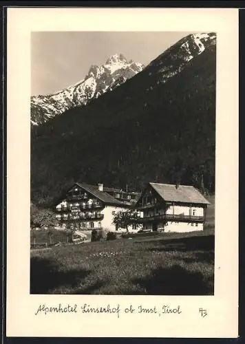 AK Imst, Alpenhotel Linserhof mit Bergblick