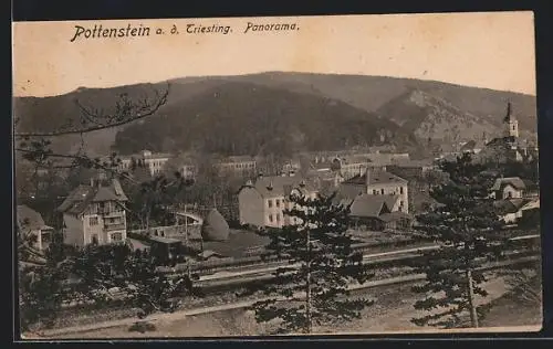 AK Pottenstein /Triesting, Ortspanorama von oben