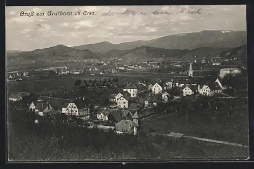 AK Gratkorn, Gesamtansicht mit Bergpanorama &Kirche