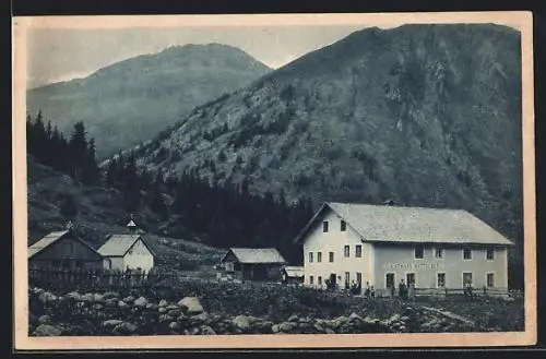 AK Mittelberg, Gasthaus mit Gebirge