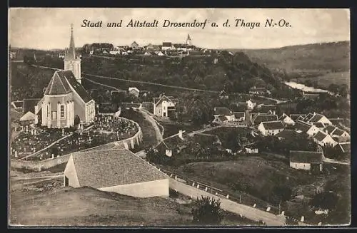 AK Drosendorf /Thaya, Stadt und Altstadt aus der Vogelschau