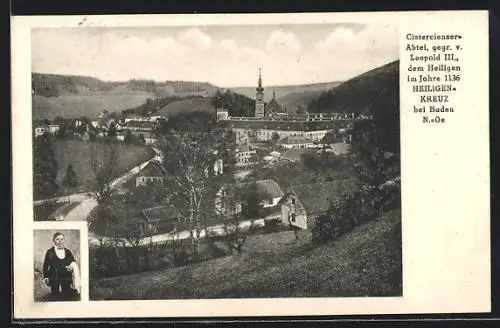 AK Heiligenkreuz bei Baden, Ortsansicht mit Cistercienser-Abtei