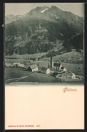 AK Pettneu, Ortsansicht mit Kirche gegen die Berge