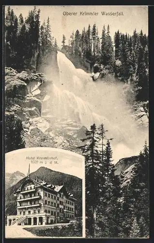 AK Krimml, oberer Krimmler Wasserfall, Hotel Krimmlerhof