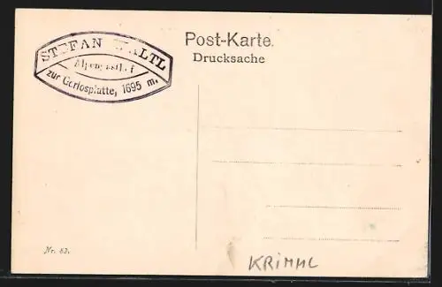 AK Krimml, Wall`s Alpengasthof zur Gerolsplatte