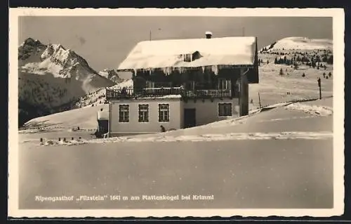 AK Krimml, Alpengasthof Filzstein am Plattenkogl im Winter