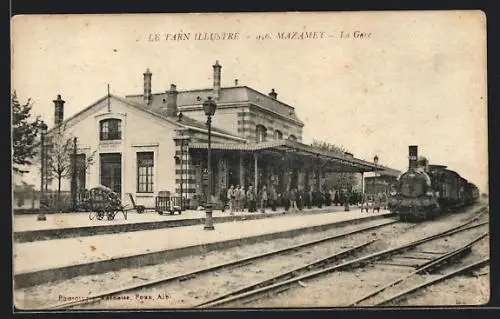 AK Mazamet, La Gare, L`Arrivée du train