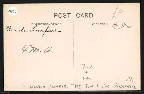 AK Kuala Lumpur, FMS Tin Mining, Zinnmine