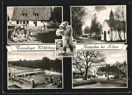 AK Nütterden bei Kleve, Ferienlager Wolfsberg, Schwimmbad, Kapelle