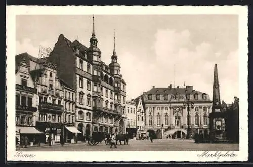 AK Bonn, Marktplatz mit Obelisk