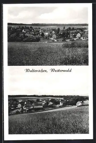 AK Walterschen im Westerwald, Ansichten der Ortschaft von den Feldern aus