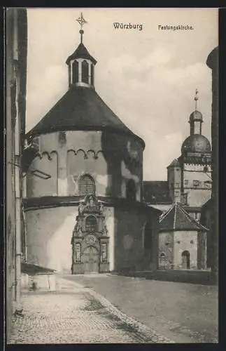 AK Würzburg, Festungskirche mit Strassenpartie