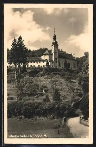 AK Maria-Buchen b. Lohr, Ortspartie mit Kirche