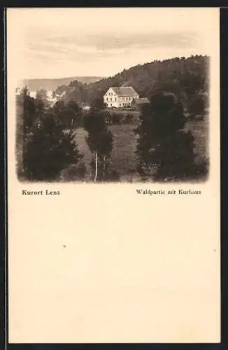 AK Lenz / Plauer See, Waldpartie mit Kurhaus