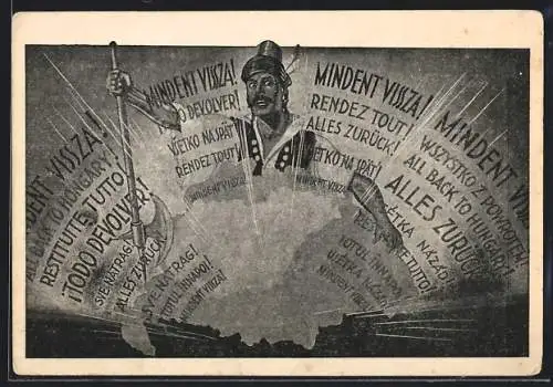 Künstler-AK Ungarischer Krieger ruft zur Rückkehr auf