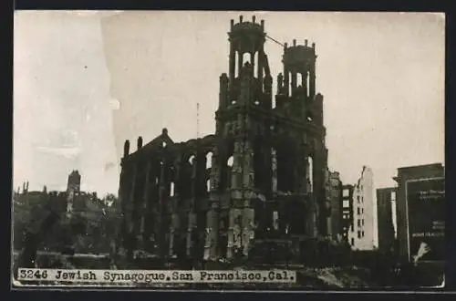 Foto-AK San Francisco, Jewish Synagogue, Erdbeben