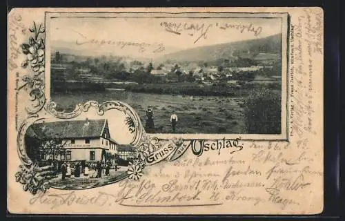 AK Uschlag, Gasthof v. Franz Iserloh, Panorama des Ortes