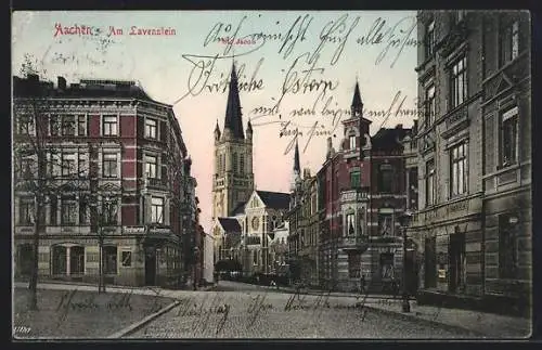AK Aachen, Strasse am Lavenstein mit Kirche St. Jacob