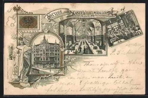 Lithographie Aachen, Restaurant Kaiser Wilhelmshallen, Wappen