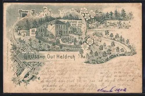 Lithographie Aachen, Gasthaus Gut Heldruh