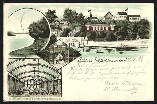 Lithographie Berlin-Zehlendorf, Gasthaus Schloss Schlachtensee