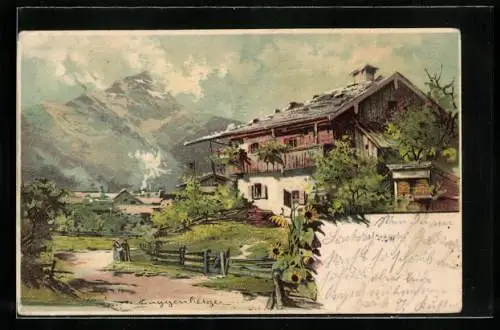 Künstler-AK Theodor Guggenberger: Mittag, Berghaus, Allegorie