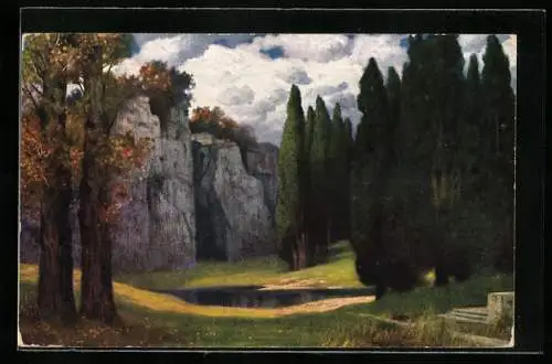 Künstler-AK Eduard Rüdisühli: Hain des Friedens, Landschaft