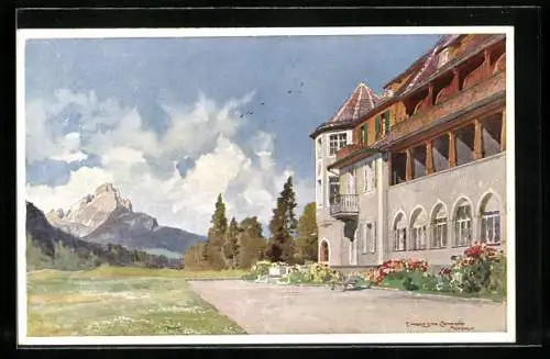 Künstler-AK Edward Harrison Compton: Klais /Oberbayern, Schloss Elmau, Südseite mit Waxenstein