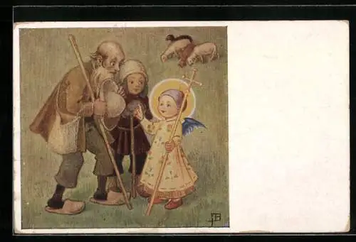 Künstler-AK Josef Bachlechner: Verkündigung an die Hirten