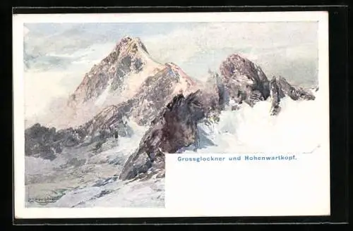 Künstler-Lithographie Edward Theodore Compton: Grossglockner und Hohenwartkopf