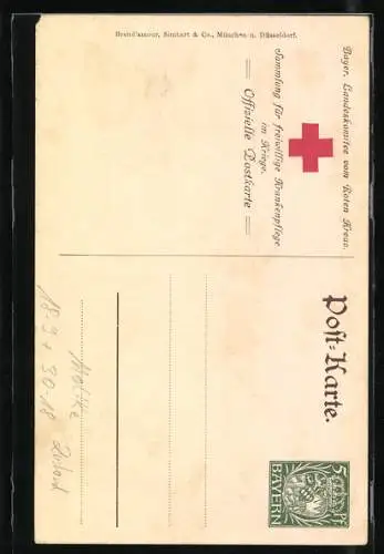 Künstler-AK General Moltke in Uniform, Ganzsache Bayern