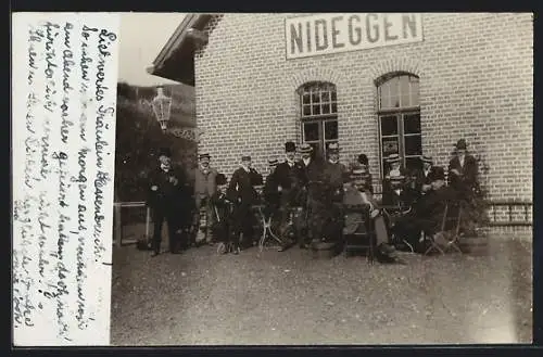 Foto-AK Nideggen, Bahnhof mit Cafe