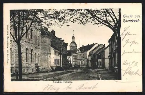 AK Rheinbach, Coblenzerstrasse mit Kirchturm