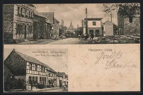 AK Hergarten /Eifel, Gastwirtschaft und Handlung von Ww. Stepaan Kühl, Strassenpartie
