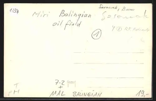 Foto-AK Balingian, Ölfeld mit Türmen