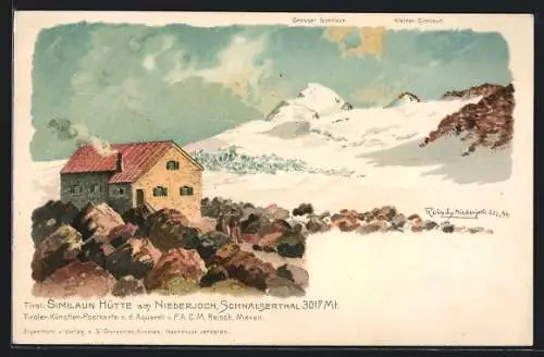 Künstler-AK F.A.C.M. Reisch: Similaun-Hütte, Panorama