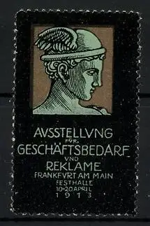 Reklamemarke Frankfurt a. M., Ausstellung f. Geschäftsbedarf und Reklame 1913, Hermeskopf