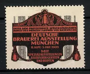 Reklamemarke München, Deutsche Brauerei-Ausstellung 1909, Münchner Kindl