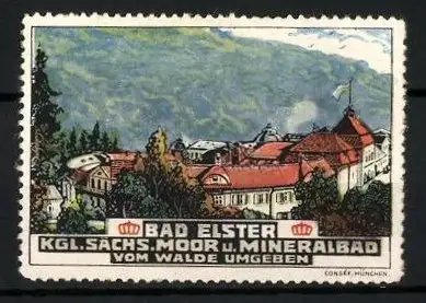 Reklamemarke Bad Elster, Kgl. Sächs. Moor- und Mineralbad, Kuranlagen