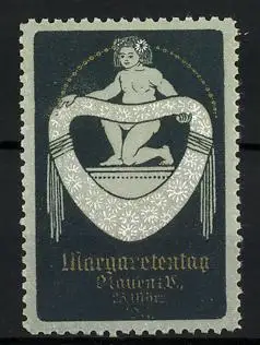 Reklamemarke Plauen i. V., Margaretentag 1911, nacktes Mädchen mit Blumenherz
