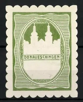 Präge-Reklamemarke Donaueschingen, Kirchensilhouette