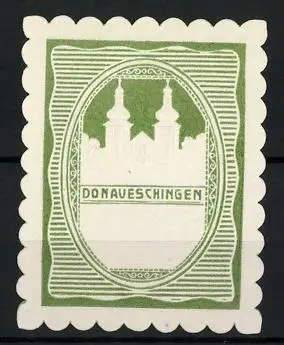 Präge-Reklamemarke Donaueschingen, Kirchensilhouette