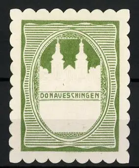 Präge-Reklamemarke Donaueschingen, Kirchensilhouette